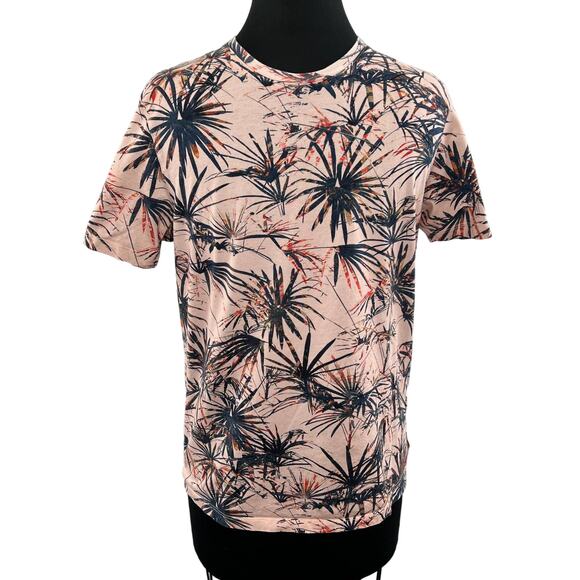 Ted Baker Mens Pink Print Short Sleeve Crewneck Pullover Casual T-Shirt Size 3 - Picture 1 of 8